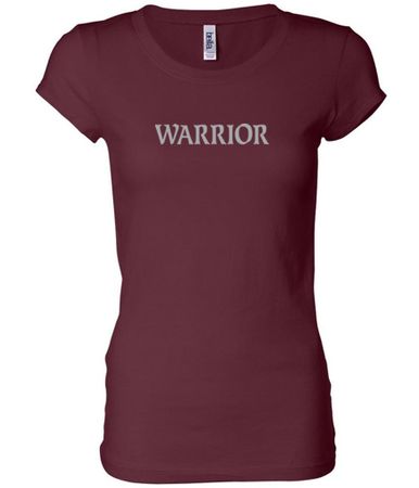 Ladies Yoga Shirt Warrior Text Longer Length Tee T-Shirt