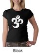 Ladies Yoga Shirt White Distressed OM Crewneck Tee T-Shirt