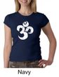 Ladies Yoga Shirt White Distressed OM Crewneck Tee T-Shirt