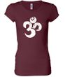 Ladies Yoga Shirt White Distressed OM Longer Length Tee T-Shirt
