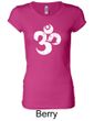 Ladies Yoga Shirt White Distressed OM Longer Length Tee T-Shirt