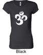 Ladies Yoga Shirt White Distressed OM Longer Length Tee T-Shirt