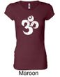 Ladies Yoga Shirt White Distressed OM Longer Length Tee T-Shirt