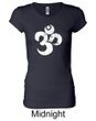 Ladies Yoga Shirt White Distressed OM Longer Length Tee T-Shirt