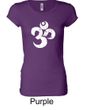 Ladies Yoga Shirt White Distressed OM Longer Length Tee T-Shirt