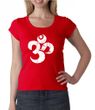 Ladies Yoga Shirt White Distressed OM Scoop Neck Tee T-Shirt