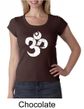 Ladies Yoga Shirt White Distressed OM Scoop Neck Tee T-Shirt