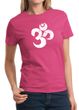 Ladies Yoga Shirt White Distressed OM Tee T-Shirt