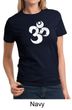 Ladies Yoga Shirt White Distressed OM Tee T-Shirt