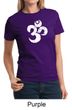 Ladies Yoga Shirt White Distressed OM Tee T-Shirt