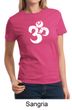 Ladies Yoga Shirt White Distressed OM Tee T-Shirt