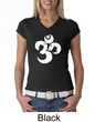 Ladies Yoga Shirt White Distressed OM V-neck Tee T-Shirt
