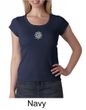 Ladies Yoga Shirt White Lotus OM Small Print Scoop Neck Tee T-Shirt