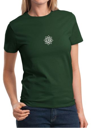 Ladies Yoga Shirt White Lotus OM Small Print Tee T-Shirt