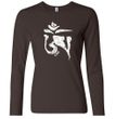 Ladies Yoga Shirt White Tibetan Om Long Sleeve