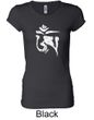 Ladies Yoga Shirt White Tibetan Om Longer Length Tee T-shirt