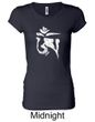 Ladies Yoga Shirt White Tibetan Om Longer Length Tee T-shirt
