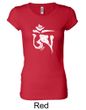 Ladies Yoga Shirt White Tibetan Om Longer Length Tee T-shirt