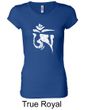 Ladies Yoga Shirt White Tibetan Om Longer Length Tee T-shirt