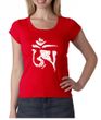 Ladies Yoga Shirt White Tibetan Om Scoop Neck Tee T-shirt