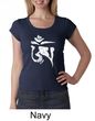 Ladies Yoga Shirt White Tibetan Om Scoop Neck Tee T-shirt