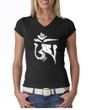 Ladies Yoga Shirt White Tibetan Om V-neck Tee T-shirt