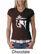 Ladies Yoga Shirt White Tibetan Om V-neck Tee T-shirt