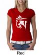 Ladies Yoga Shirt White Tibetan Om V-neck Tee T-shirt