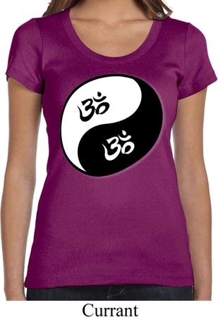 Ladies Yoga Shirt Yin Yang AUM Scoop Neck Tee T-Shirt