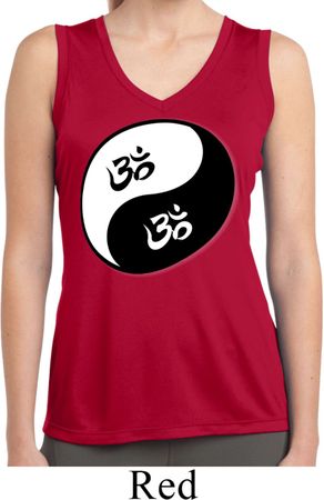 Ladies Yoga Shirt Yin Yang AUM Sleeveless Moisture Wicking Tee T-Shirt