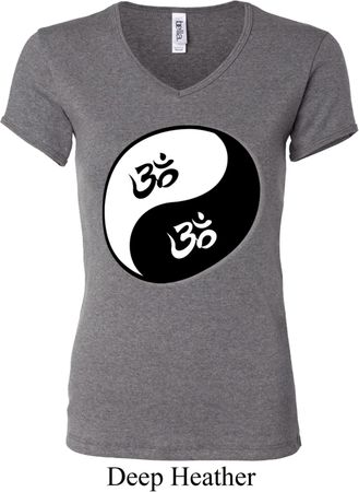 Ladies Yoga Shirt Yin Yang AUM V-neck Tee T-Shirt