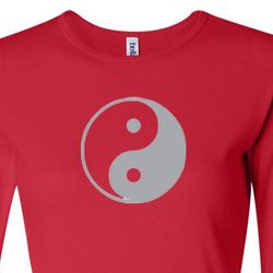 Ladies Yoga Shirt Yin Yang Big Print Meditation Long Sleeve Shirt