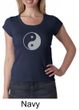 Ladies Yoga Shirt Yin Yang Big Print Meditation Scoop Neck Shirt