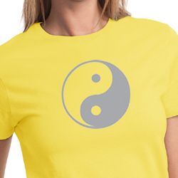 Ladies Yoga Shirt Yin Yang Big Print Meditation T-shirt