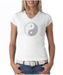 Ladies Yoga Shirt Yin Yang Big Print Meditation V-Neck Shirt