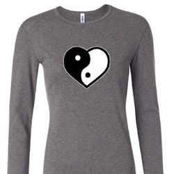 Ladies Yoga Shirt Yin Yang Heart Long Sleeve Tee T-Shirt Ladies Yoga Shirt Yin Yang Heart Long Sleeve Tee T-Shirt