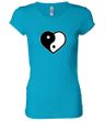 Ladies Yoga Shirt Yin Yang Heart Longer Length Tee T-Shirt