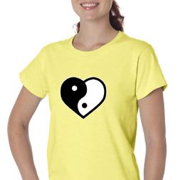 Ladies Yoga Shirt Yin Yang Heart Organic Tee T-Shirt Ladies Yoga Shirt Yin Yang Heart Organic Tee T-Shirt