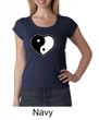 Ladies Yoga Shirt Yin Yang Heart Scoop Neck Tee T-Shirt