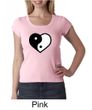Ladies Yoga Shirt Yin Yang Heart Scoop Neck Tee T-Shirt