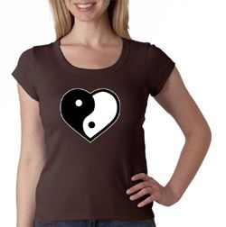 Ladies Yoga Shirt Yin Yang Heart Scoop Neck Tee T-Shirt Ladies Yoga Shirt Yin Yang Heart Scoop Neck Tee T-Shirt