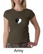 Ladies Yoga Shirt Yin Yang Heart Small Print Crewneck Tee T-Shirt