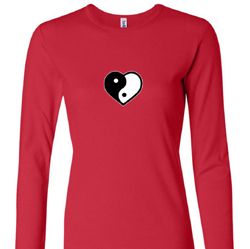Ladies Yoga Shirt Yin Yang Heart Small Print Long Sleeve Tee T-Shirt