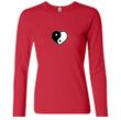 Ladies Yoga Shirt Yin Yang Heart Small Print Long Sleeve Tee T-Shirt