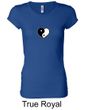 Ladies Yoga Shirt Yin Yang Heart Small Print Longer Length Tee T-Shirt