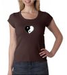 Ladies Yoga Shirt Yin Yang Heart Small Print Scoop Neck Tee T-Shirt