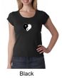 Ladies Yoga Shirt Yin Yang Heart Small Print Scoop Neck Tee T-Shirt