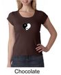 Ladies Yoga Shirt Yin Yang Heart Small Print Scoop Neck Tee T-Shirt