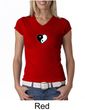 Ladies Yoga Shirt Yin Yang Heart Small Print V-neck Tee T-Shirt