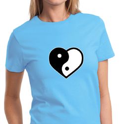 Ladies Yoga Shirt Yin Yang Heart Tee T-Shirt Ladies Yoga Shirt Yin Yang Heart Tee T-Shirt